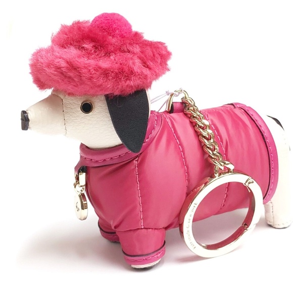 NEW Kate Spade Dachshund Claude Key Chain Festive Pink - Picture 3 of 15